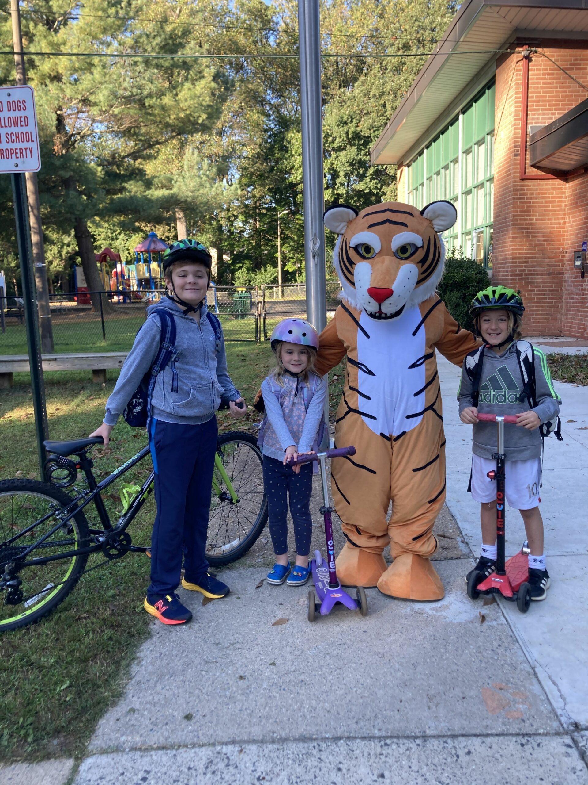 Taylor Walk to School days with tiger mascot